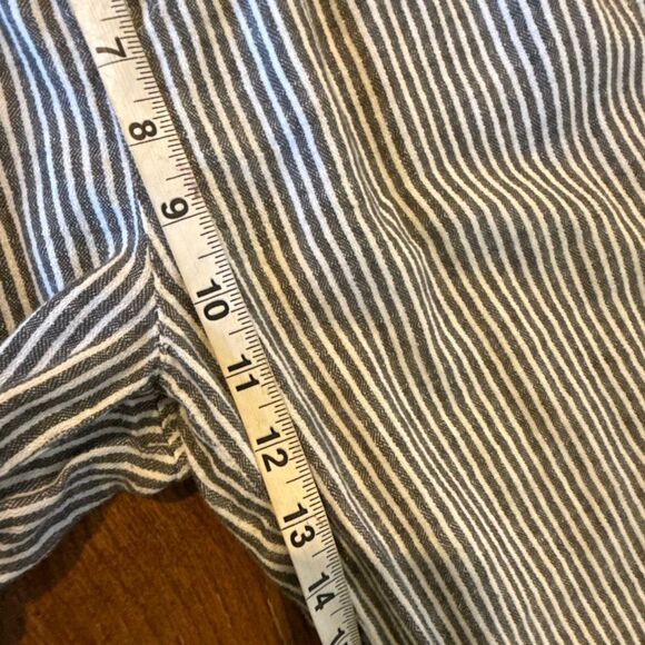 Old Navy linen blend grey white striped wide leg pull on pant M - Picture 6 of 9